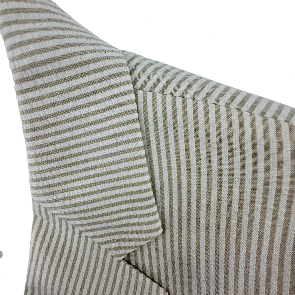 Jos. A. Bank Stays Cool Mens Suit 41L 35W Tan Seersucker Cotton Tailored Fit